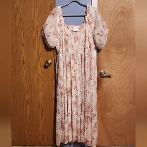 Polagram Floral Cream and Pink Dress